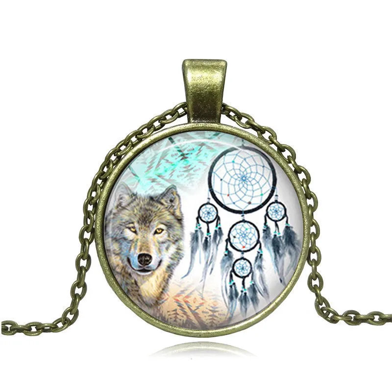 XUSHUI XJ ручная работа DIY стеклянный кабошон Ловец снов кулон ожерелье волк