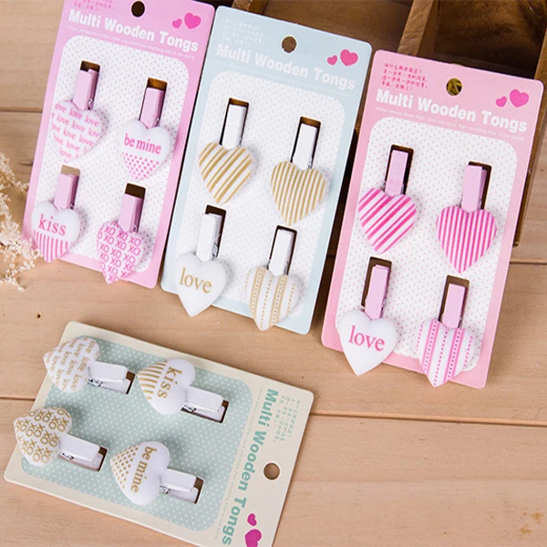 4 шт./упак. Творческий брови сердца деревянная прищепка мультфильм милый поделки