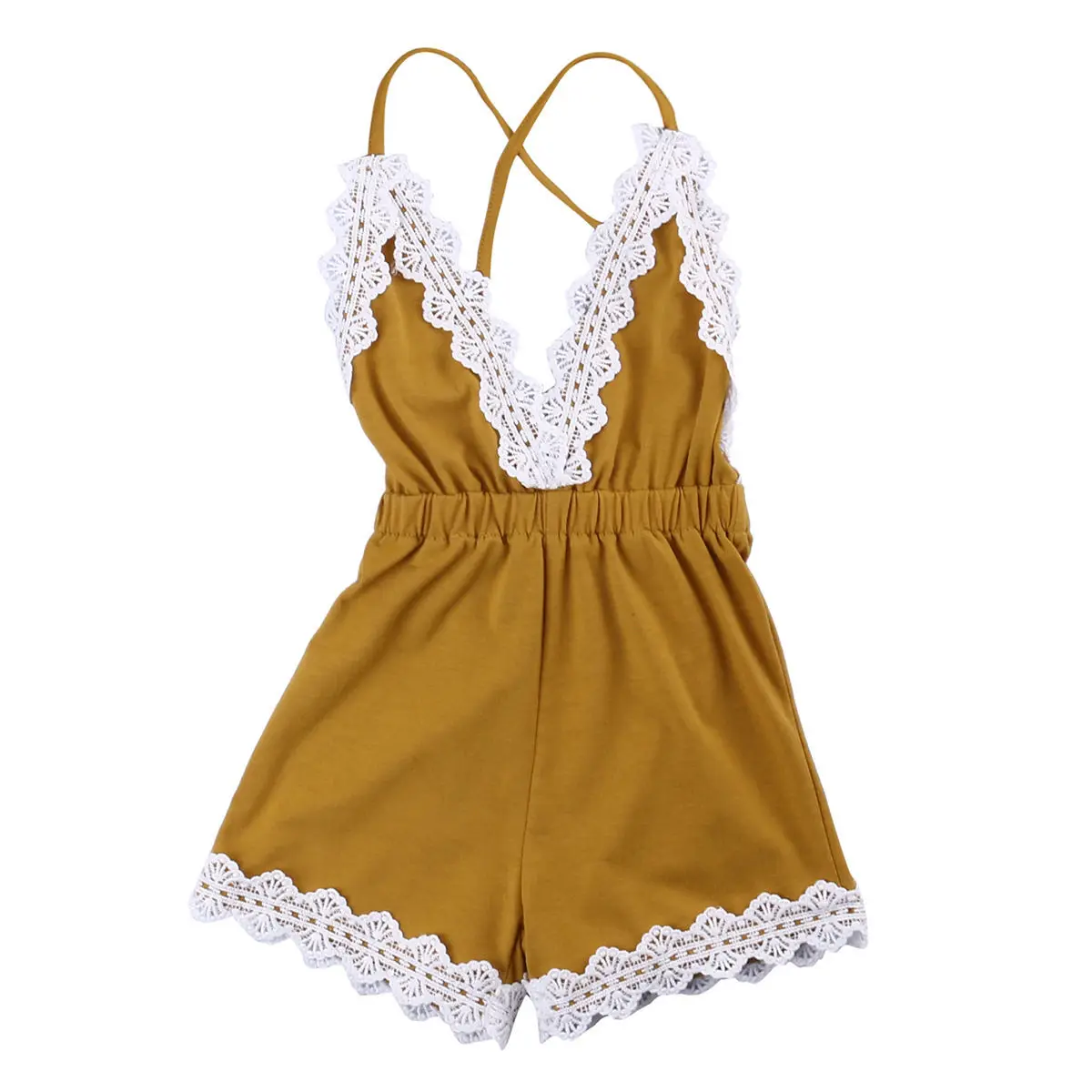 2017 new toddler infant summer Newborn Baby Girls yellow Lace Romper Jumpsuit Sunsuit One-pieces Clothes children clothes kids | Детская