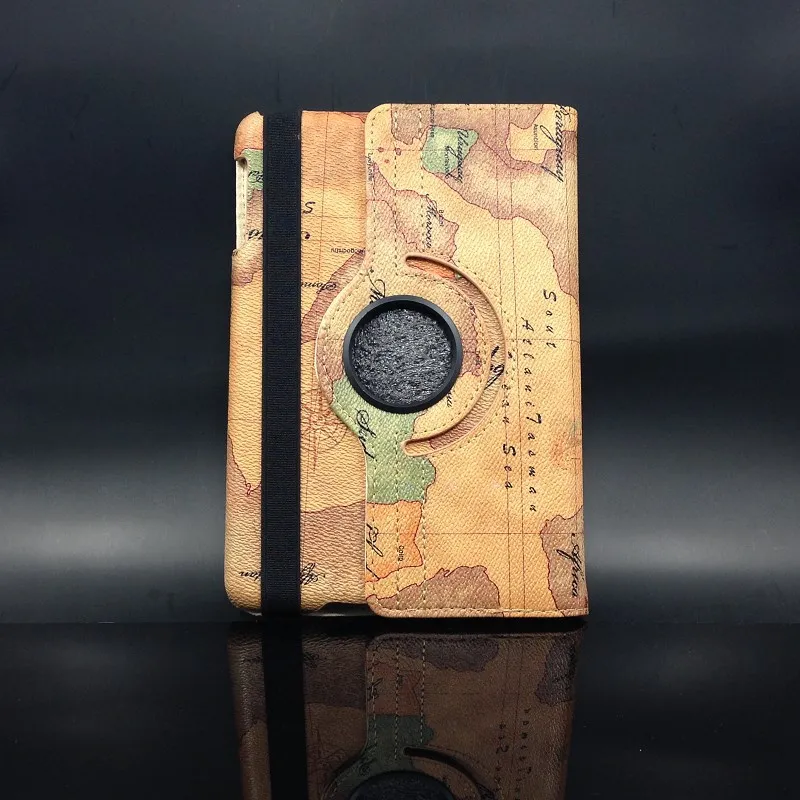 Чехол-накладка из ПУ кожи с поворотом на 360 градусов и картой мира в стиле ретро