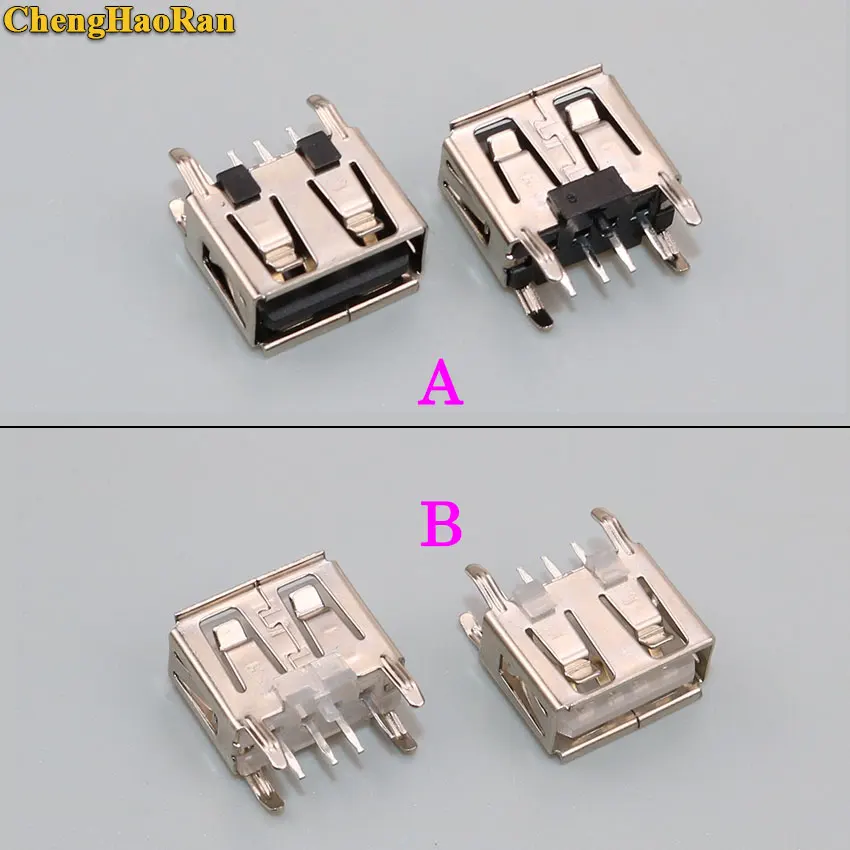 

ChengHaoRan 20Pcs/lot A Type Flat Angle (180 Degree) Female USB PCB Connector Socket, USB Jack Plug usb 2.0 jack