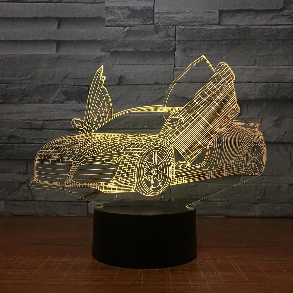 Мульти выбор крутой спортивный автомобиль авто 3D Ночник Новинка 7 цветов меняющийся светодиодный настольный светильник 3D иллюзия лампы для мальчиков подарки