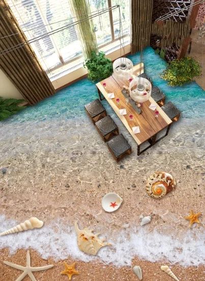 

[Self-Adhesive] 3D Shell Sand Beach 41 Non-slip Waterproof Photo Self-Adhesive Floor Mural Sticker WallPaper Murals Print Decal