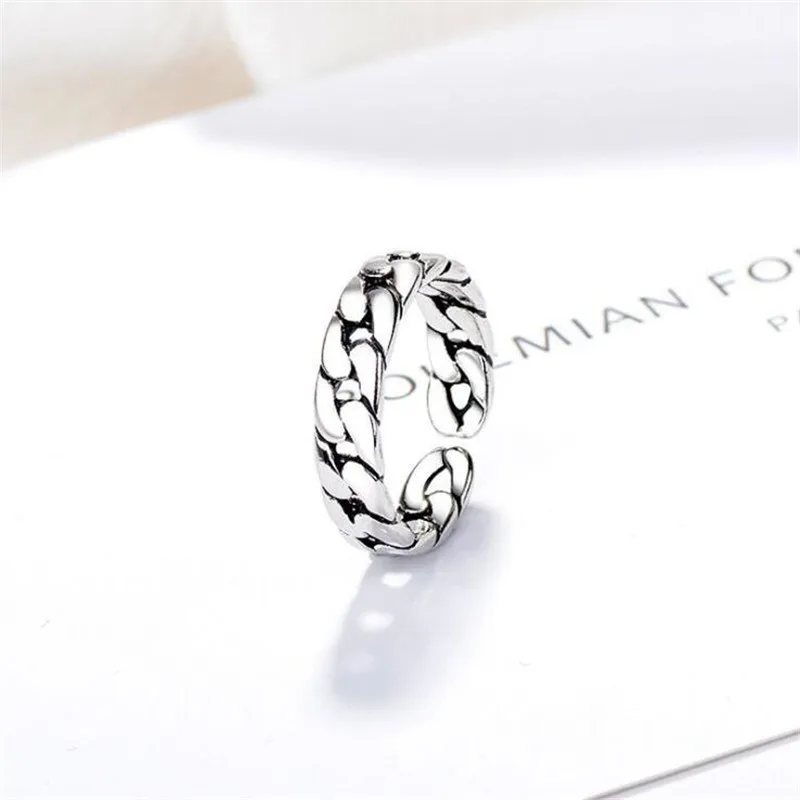 New Distressed Chain Shaped Vintage Handmade Thai Silver Jewelry Adjustable Opening 925 Sterling Rings R459 | Украшения и