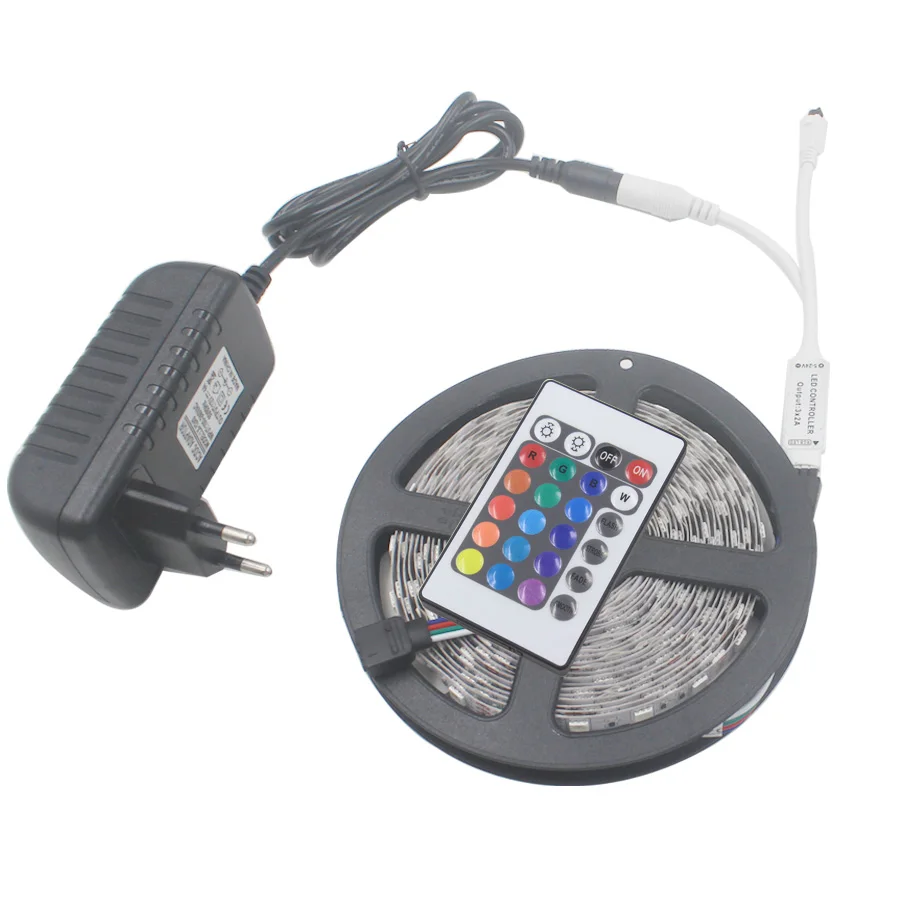 Riri won RGB светодиодный светильник водонепроницаемый SMD5050 2835 60 светодиодный 5 м 10 м светодиодный s ленточный регулятор диодов DC 12 В источник питания AC110V 220 В Комплект