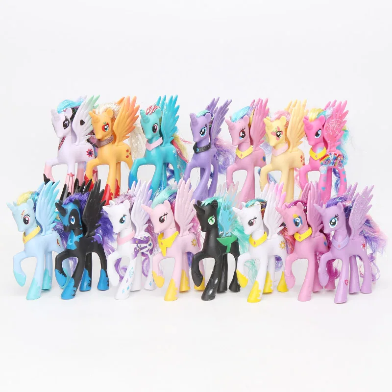 15 стилей 14 см игрушки My Little Pony Принцесса Селестия Луна Пинки Пай Радуга Дэш ПВХ Фигурки сумеречный единорог модель куклы