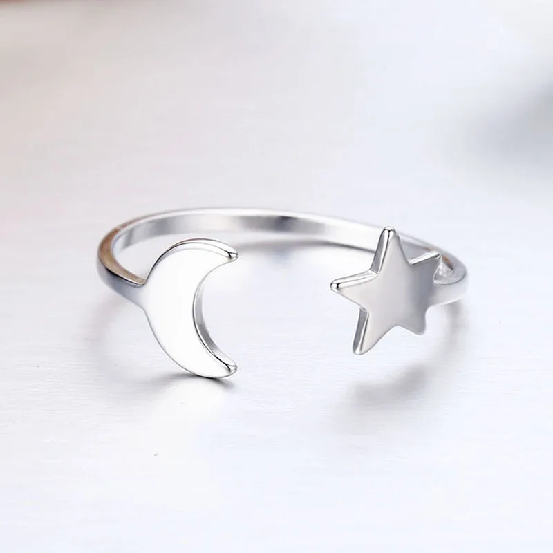 Кольцо женское из серебра с Луной и звездами|moon and star ring|rings for womenring |