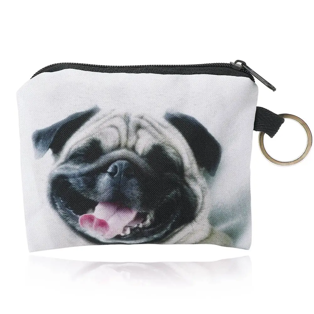 

1 Pcs Funny Cartoon Pug Dog Design Coin Purse Wallet Earphone Card Key Storage Bag For Unisex