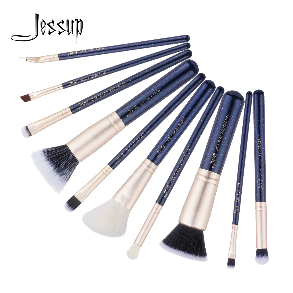 Jessup Кисти 10 шт. набор кистей для макияжа maquiagem profissional completa тени век консилер кисть