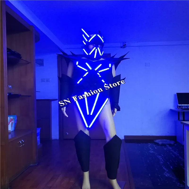 AS90 Ballroom dance led costumes robot costume men women stage model show wear party bar dress dj disco cosplay cloth helmet | Дом и сад