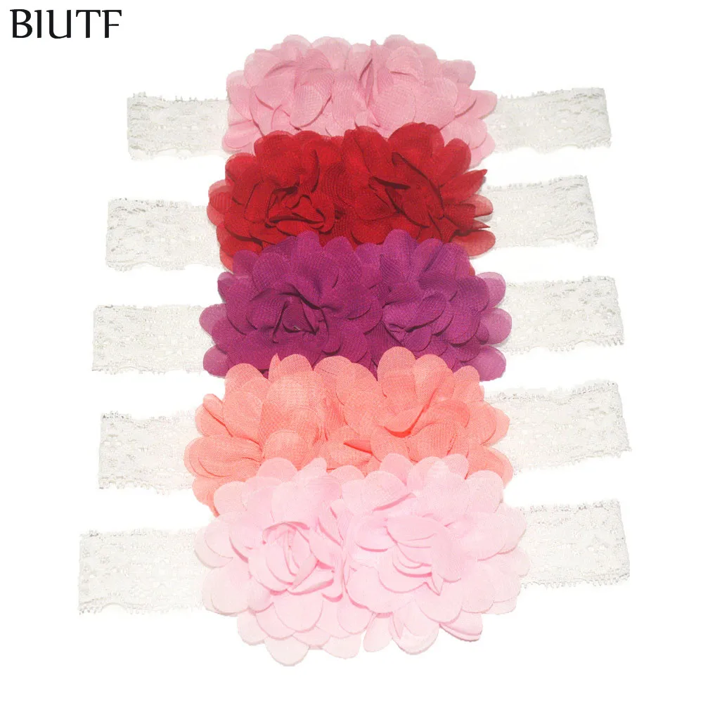 Экологичная эластичная Кружевная повязка на голову с двойной шифоновой тканью 3