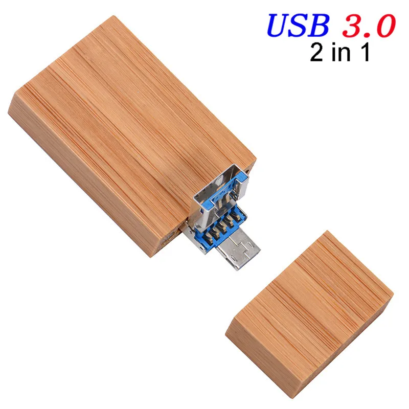 Carbonized bamboo JASTER 2 в 1 OTG флеш-накопитель USB 3,0 64 ГБ 32 ГБ 16 ГБ 4 ГБ U диск Флешка для смартфона карта памяти, Флеш накопитель - Цвет: Carbonized bamboo