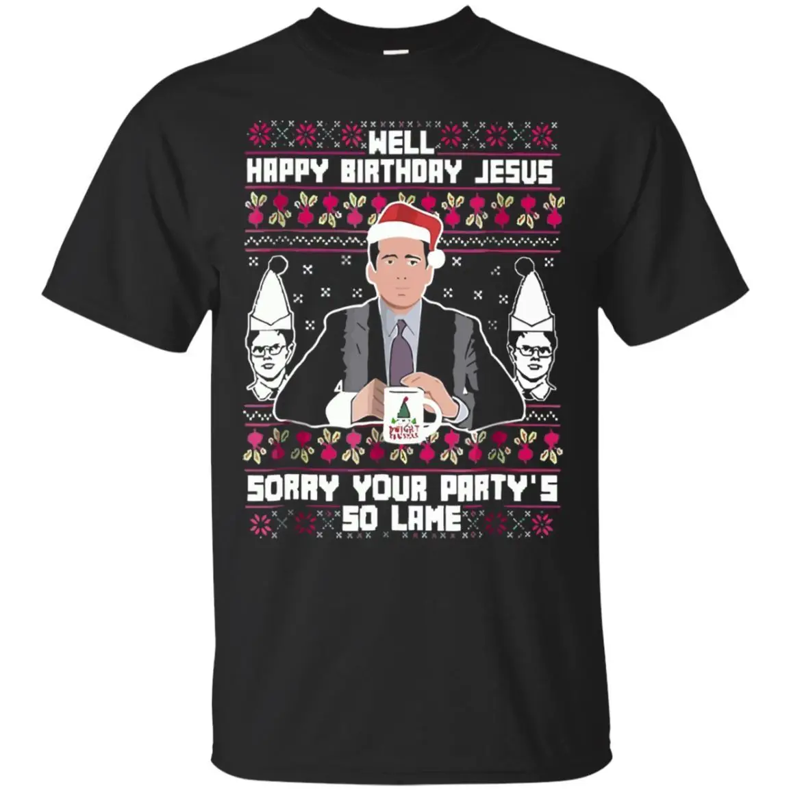 Хорошая футболка с надписью Happy Birthday Jesus Sorry Your Party's So Lame Black размер героями
