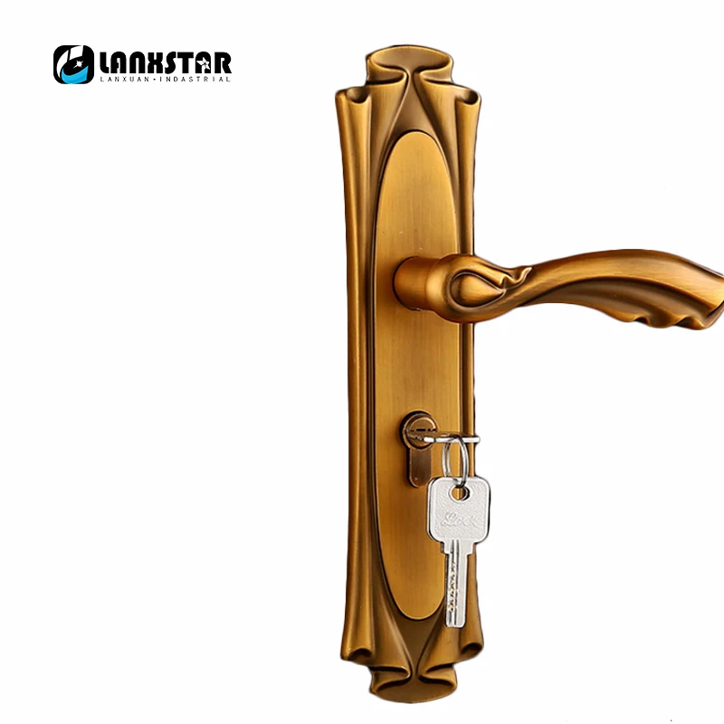

Classical European Style Panel Lock High Strength Zinc Alloy Handle Locks Residential Home Door Silent Brass Locker Handle-lock