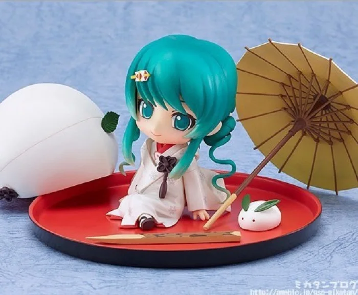 no box Аниме Фигурка Nendoroid VOCALOID 303# Снежная Мику клубника белое кимоно Ver 10 см Хацунэ Мику модель украшения игрушки - Цвет: no box