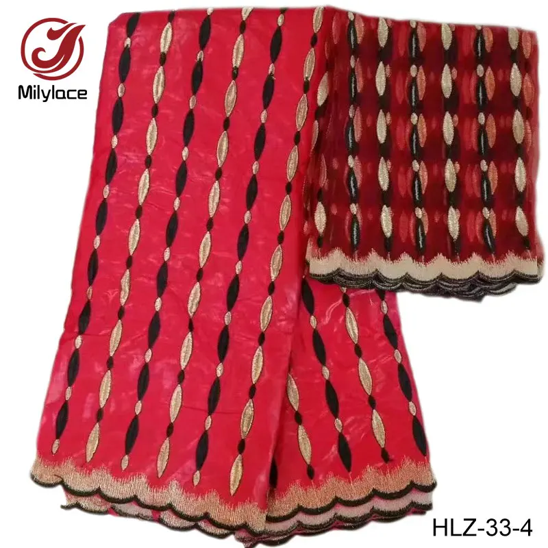 Новый шаблон африканская Базен хлопчатобумажная ткань 2 ярдов Тюль украшено