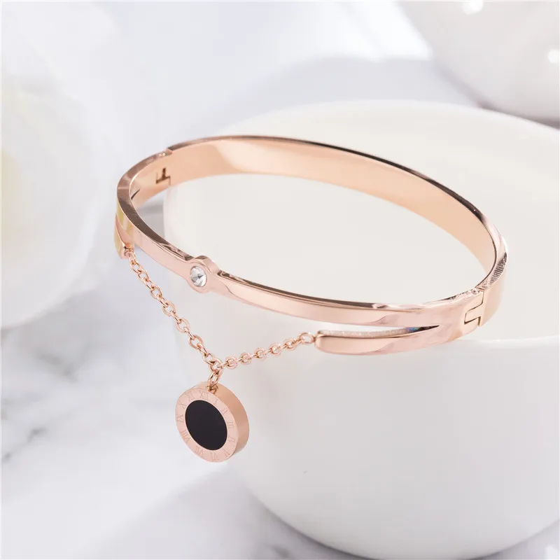 KASIYU Titanium steel Rome digital bracelet female fashion concise Rosegold.Handband. Bracelet Wife. girlfriend S-02 | Украшения и