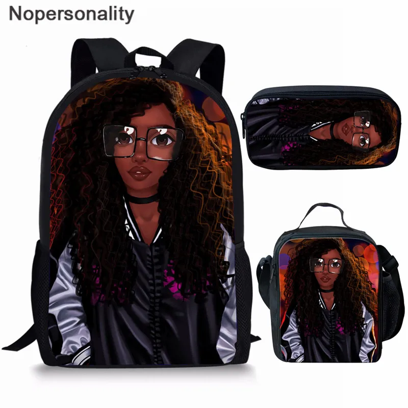 Nopersonality 3 шт./компл. африканская черная принцесса девочка детский сад школьная сумка американская Школьная Сумка подростковая детские школьные рюкзаки - Color: Z5006CGK