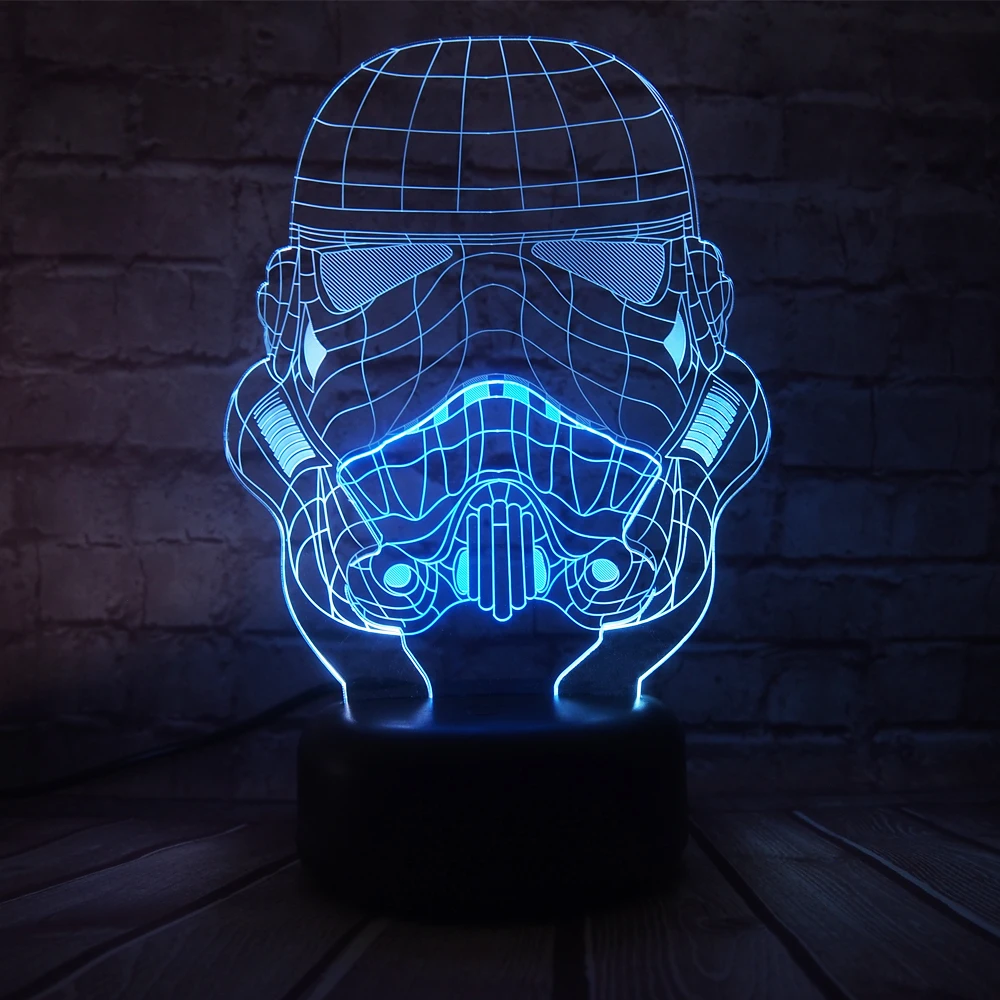 Звездные войны 3D ночной Светильник смешанный цвет светодиодный светильник черный воин Дарт Вейдер фигурка BB-8 R2D2 градиентные игрушки