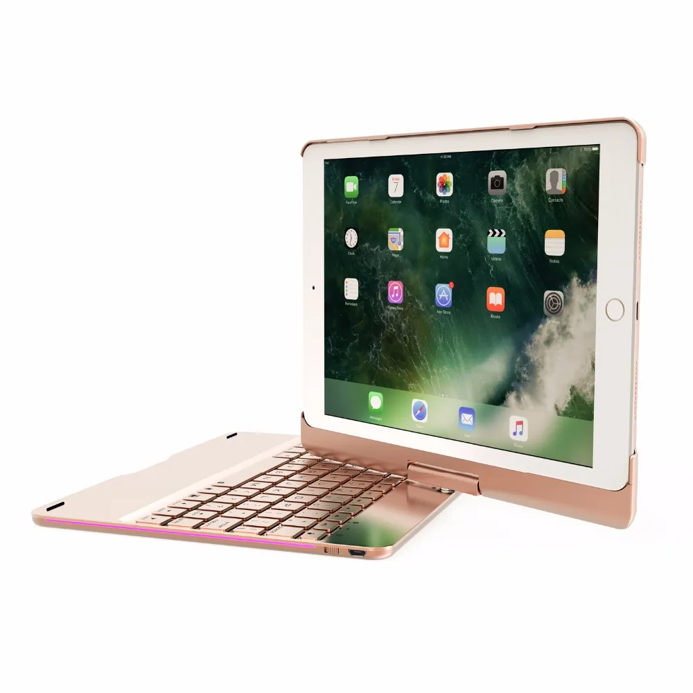 Беспроводная Bluetooth алюминиевая клавиатура чехол для IPAD 9 7 &quotAir Air2 Pro 2017 360 градусов