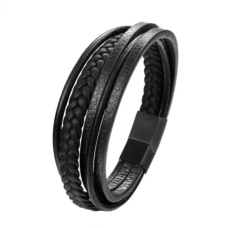 Новый кожаный браслет в стиле панк для мужчин Ранняя веревочная цепочка из