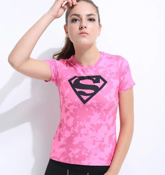Женская компрессионная футболка с супергероями колготки для фитнеса Camiseta Feminina |