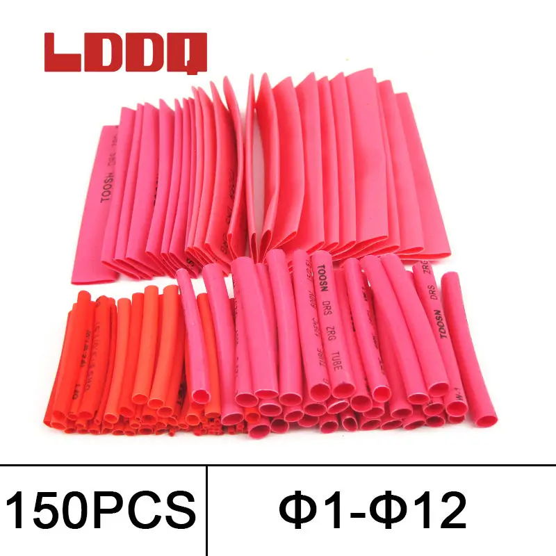 LDDQ 150pcs red Polyolefin 2:1 Heat Shrink Tube 1mm 2mm 3mm 4mm 6mm 8mm 10mm 12mm Cable Sleeving termoretractil | Обустройство дома