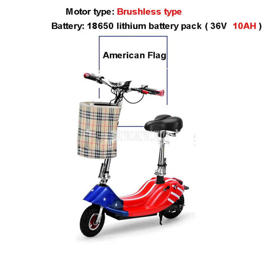 American Flag 10AH 350 Вт бесщеточный мотор мини велосипед складываемый электровелосипед Электрический велосипед для взрослых женщин Леди электрический скутер с сиденьем 36 В литиевая батарея - Цвет: American Flag 10AH