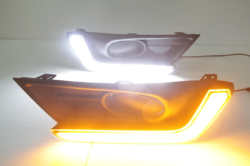 Автомобиль мигает 1 пара DRL для Honda crcrv светодиодный автомобиль DRL дневные ходовые огни бампер передняя противотуманная фара сигнал поворота желтый