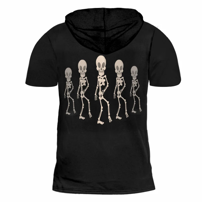 OGKB женская черная футболка с капюшоном в стиле хип хоп 3D принтом черепа на