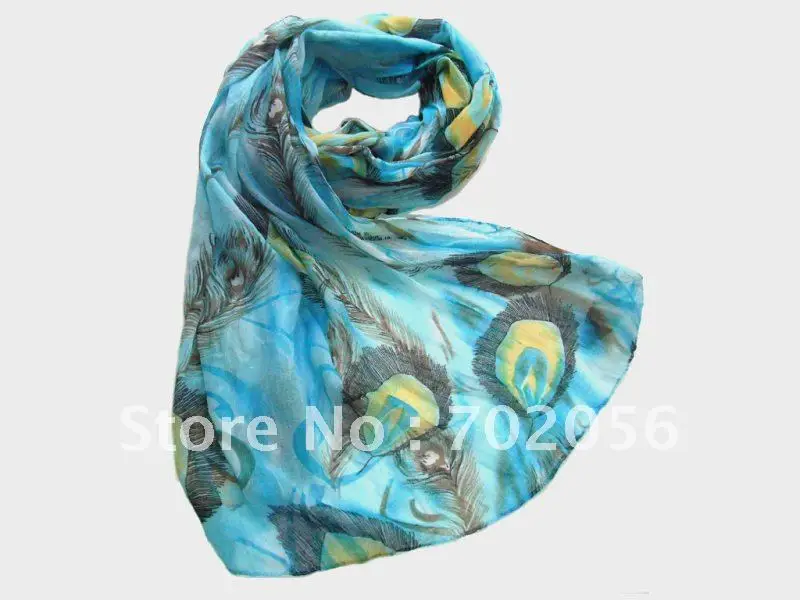 Перо печати Вуаль шарф на шею Обертывания шали 180*80 см 11 шт./лот #2103