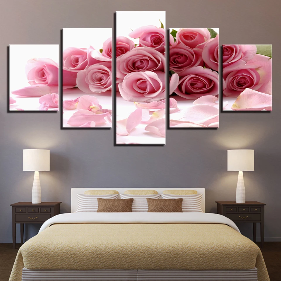 Flower Poster Rose Red Yellow White Purple Blue Pink Black Wall 5 Pictures Living Room color Painting Art Anime Home Decor 59 | Дом и сад