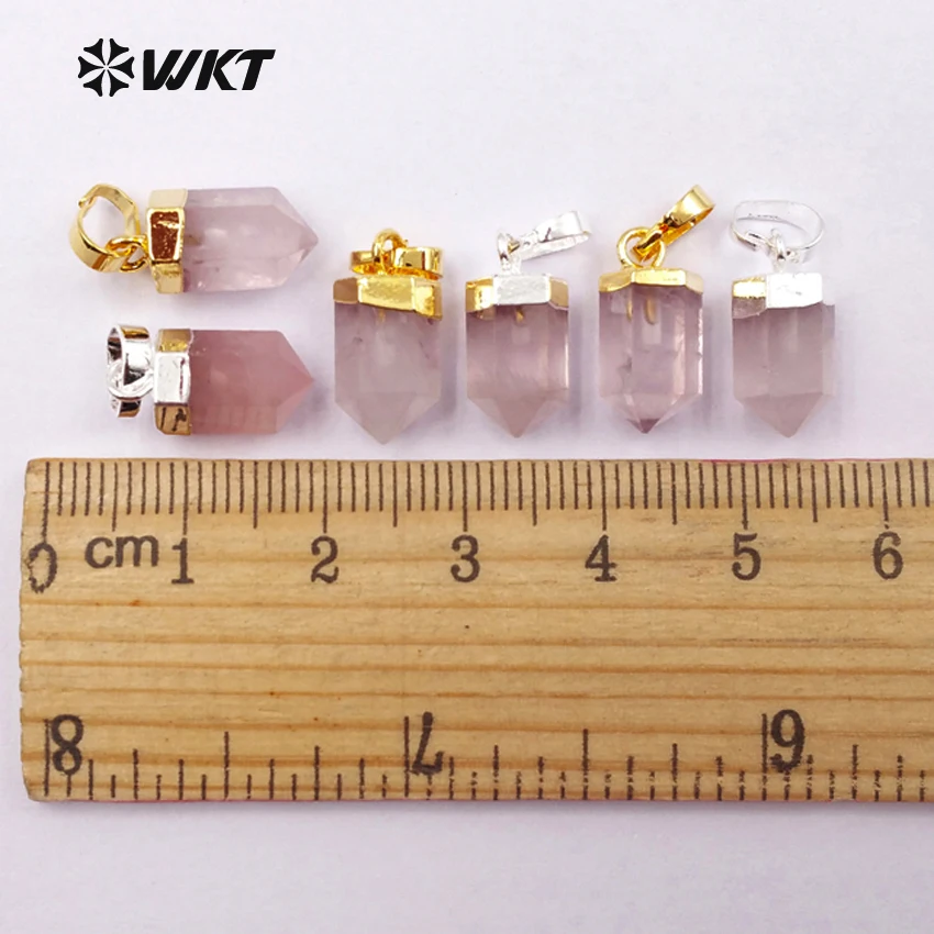 WT P1332 элегантные розовые кварцевые Посеребренные Круглые ожерелья с розовым