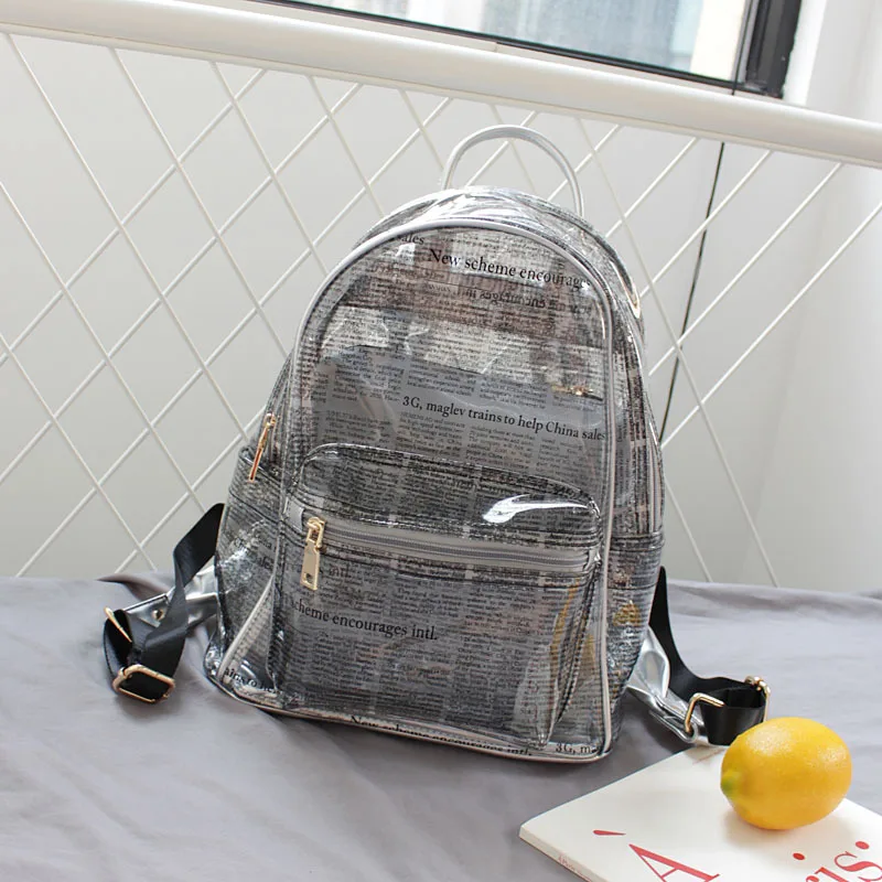 Женский прозрачный водонепроницаемый рюкзак из ПВХ с буквенным принтом и