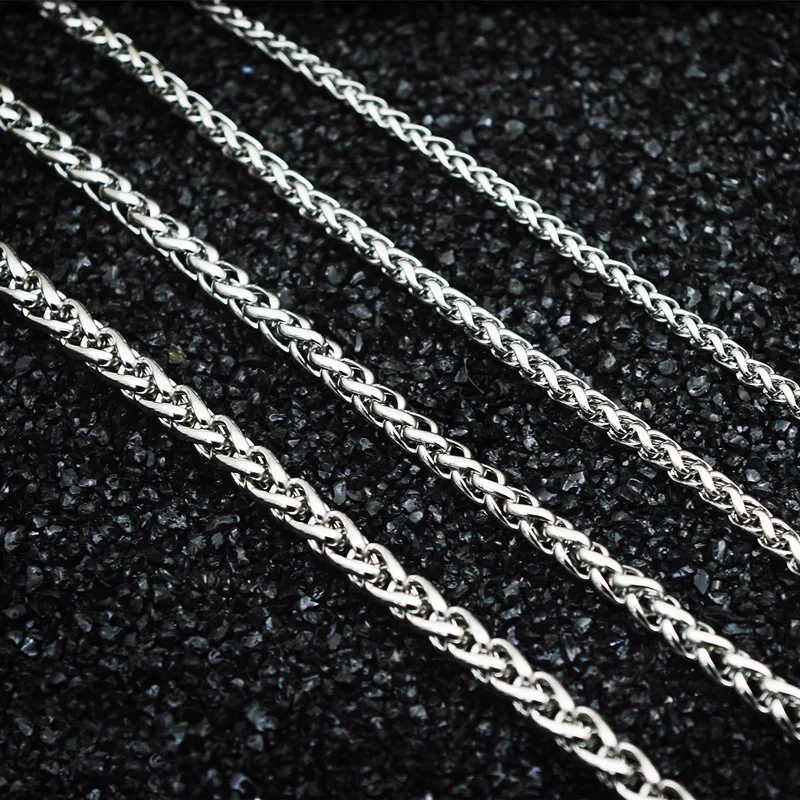 

Punk Men Neck Chain 3mm/4mm/5mm/6mm Width Stainless Steel Pop Spiga Wheat Chain Pendant Necklace Link Chain Collier