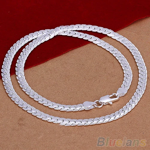 Женская и Мужская 5 мм цельная Посеребренная 20-дюймовая цепочка под змею 4PP5 |