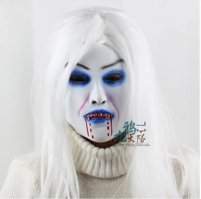 2017 Горячая распродажа Хэллоуин длинные белые волосы кровавые женские призрак