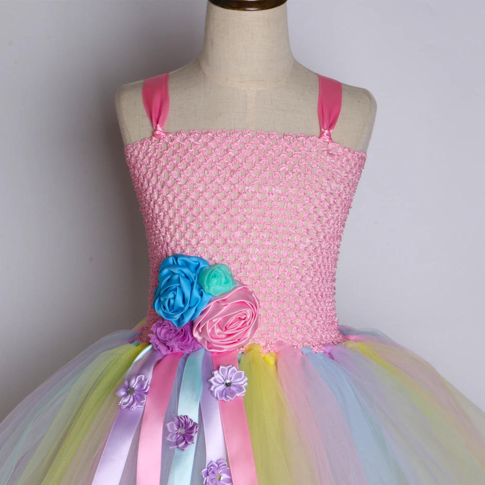 Пастельные девушки цветок Единорог Туту платье Милое детское Девичье для дня