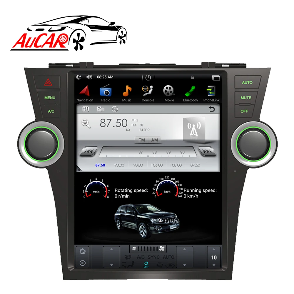 

Автомобильный радиоприемник 2 DIN Android 8,1 Tesla IPS 12,1 ''экран для Toyota Highlander 2007-2013 1 din автомобильный Кассетный плеер авторадио стерео