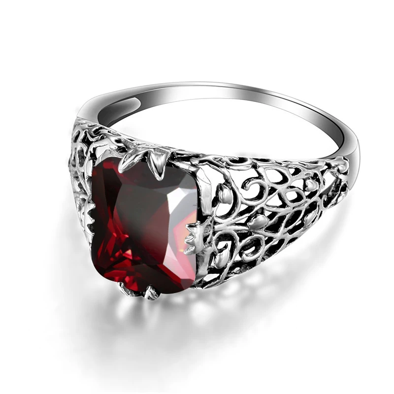 Женское кольцо с гранатом и фианитом из серебра 925 пробы|bijoux ring|rings promisebijoux fashion |