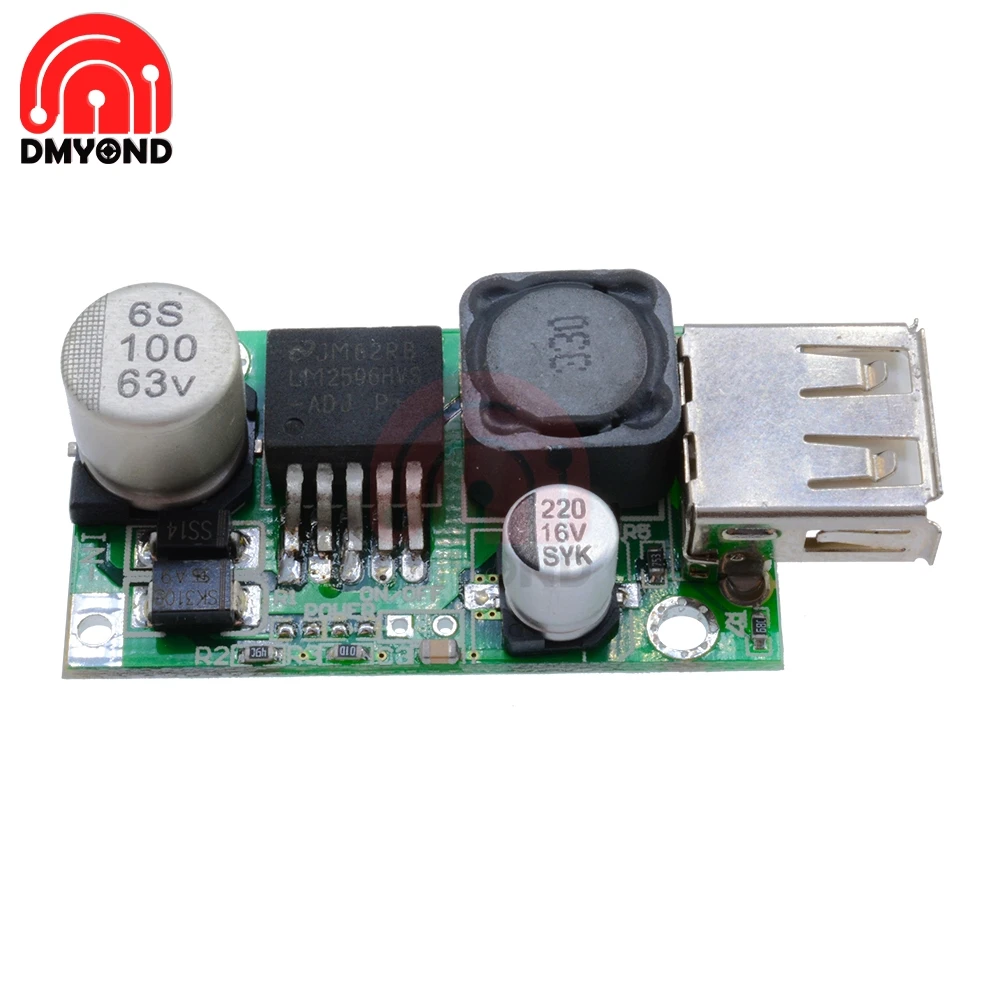 LM2596HV 5V DC понижающий преобразователь Плата модуль 9V 12V 24V 36V 48V до 3A USB зарядное