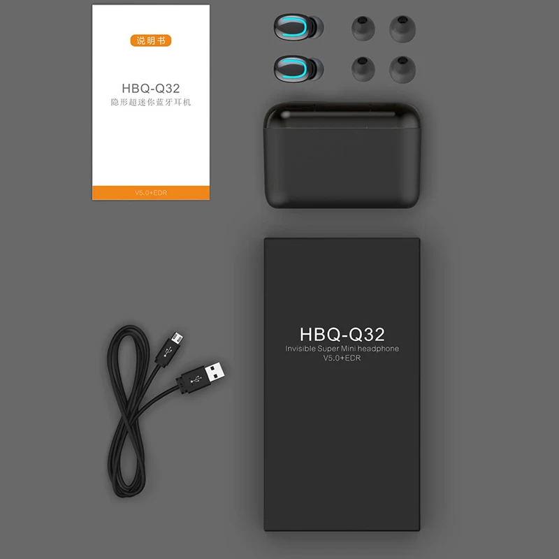 

Q32 TWS Bluetooth Earphones Mini Wireless Headset Stereo Deep Bass Earphone with charging box 1500mAh Power bank for phone