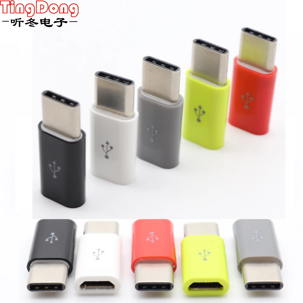 2 шт. для iPhone к Micro USB/type C адаптер зарядного устройства женский штепсельный