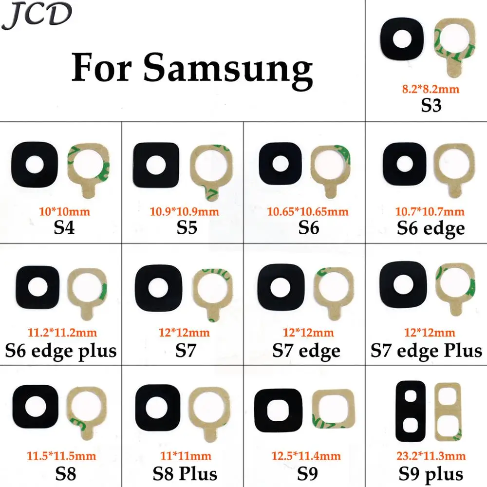 Стеклянное кольцо JCD для задней камеры крышка объектива Samsung Galaxy S4 S5 S3 S6 S7 edge Plus S8 S9