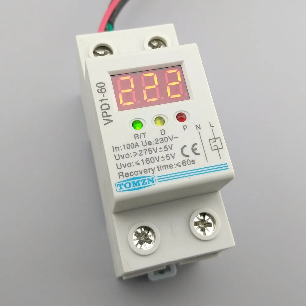 100A 220 В автоматическое повторное подключение Защита от перенапряжения защитное