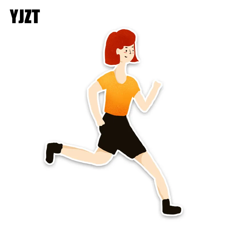 

YJZT 13.1*9.6CM Lovely Girl Fitness Movement Accessories Car Sticker 11A1828