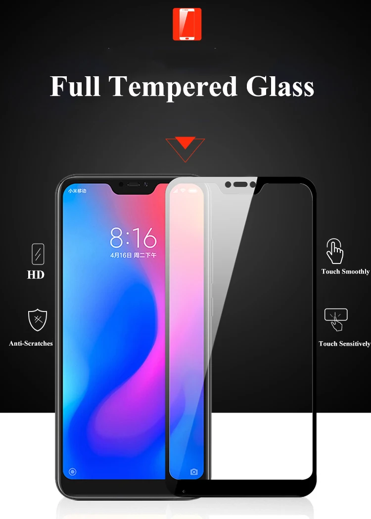 MAKAVO 2 шт. для Xiaomi Mi 8 Lite закаленное стекло Полное покрытие экрана Защитная пленка для Xiaomi Mi 8 Lite