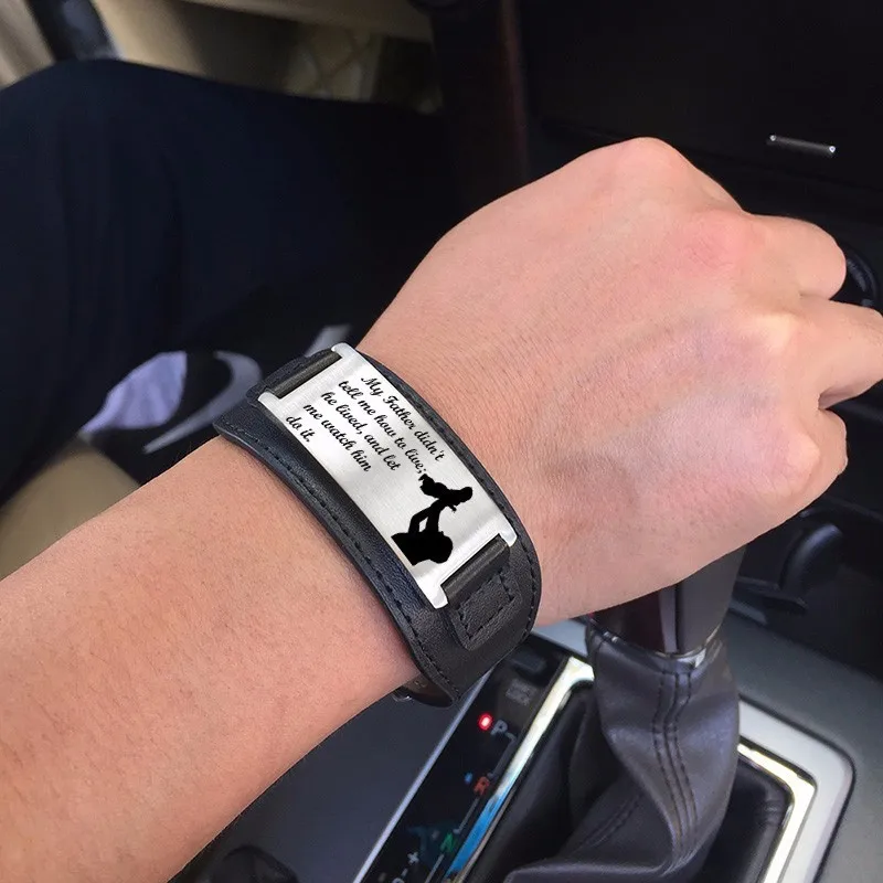 Мужские кожаные браслеты Vnox Подарочные ювелирные изделия на заказ подарок день