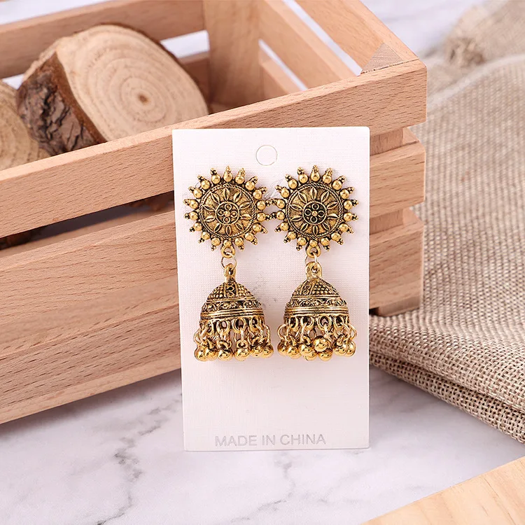 Индийские окисленные Jhumka Jhumki индийские серьги ювелирные изделия для женщин