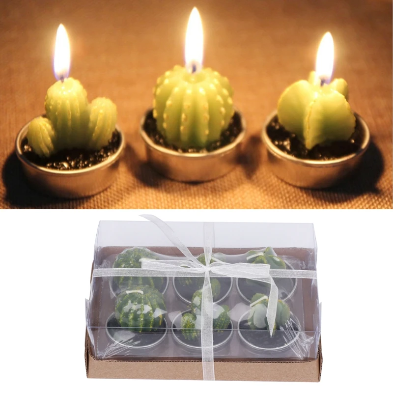 Home Succulent 6Pcs Burning Decor Tea Light Tealight Long Mini Unscented Candles |